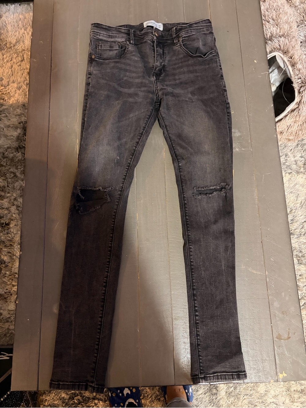 Pull&Bear Black Skinny Distressed Jeans
